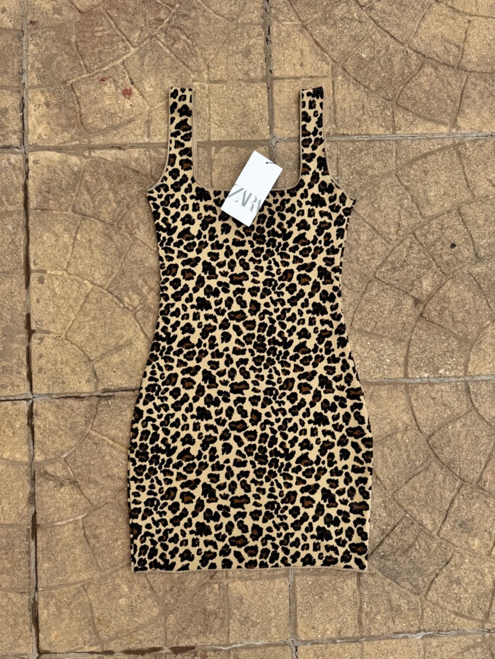 Zara Leopard-Print Mini Dress in Tan and Black